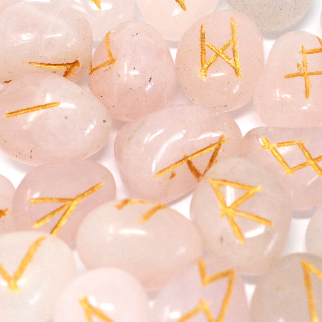Rune Stone Set - Natural Rose Quartz Stone Runes - 25 Pieces