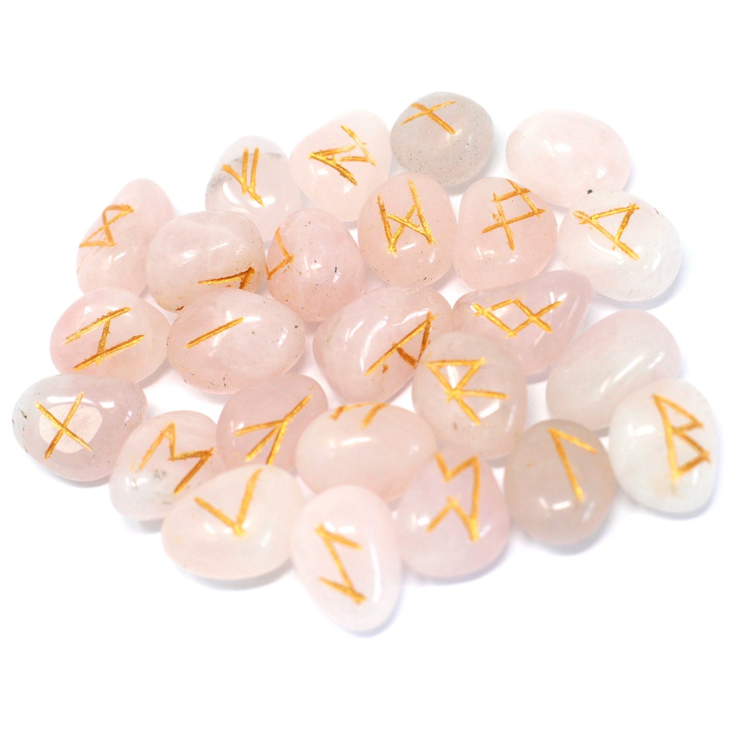 Rune Stone Set - Natural Rose Quartz Stone Runes - 25 Pieces