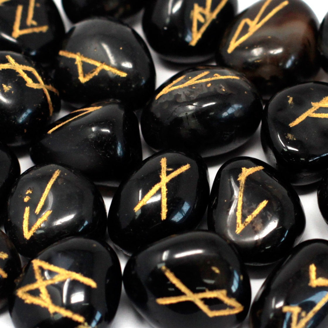 Rune Stone Set - Natural Black Onyx Stone Runes - 25 Pieces