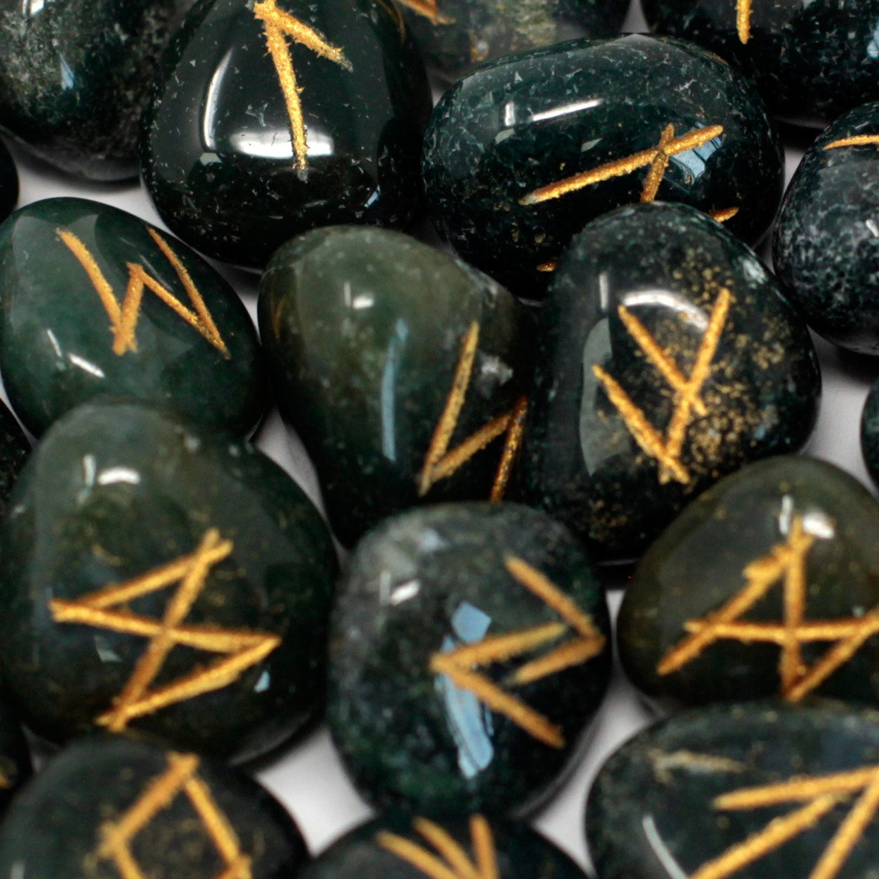 Rune Stone Set - Natural Bloodstone Stone Runes - 25 Pieces