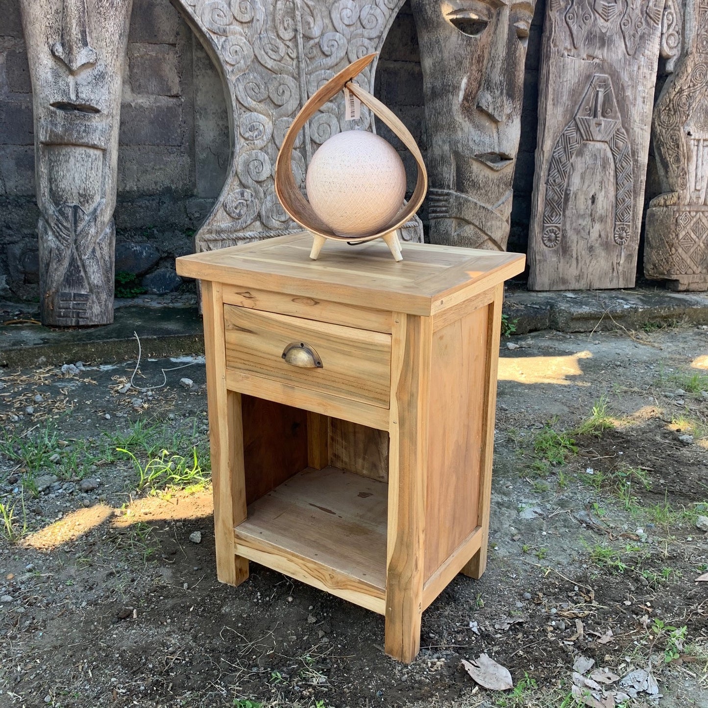 Classic Bedside Table - Handmade Recycled Teak Wood - 65cm x 51cm x 42cm