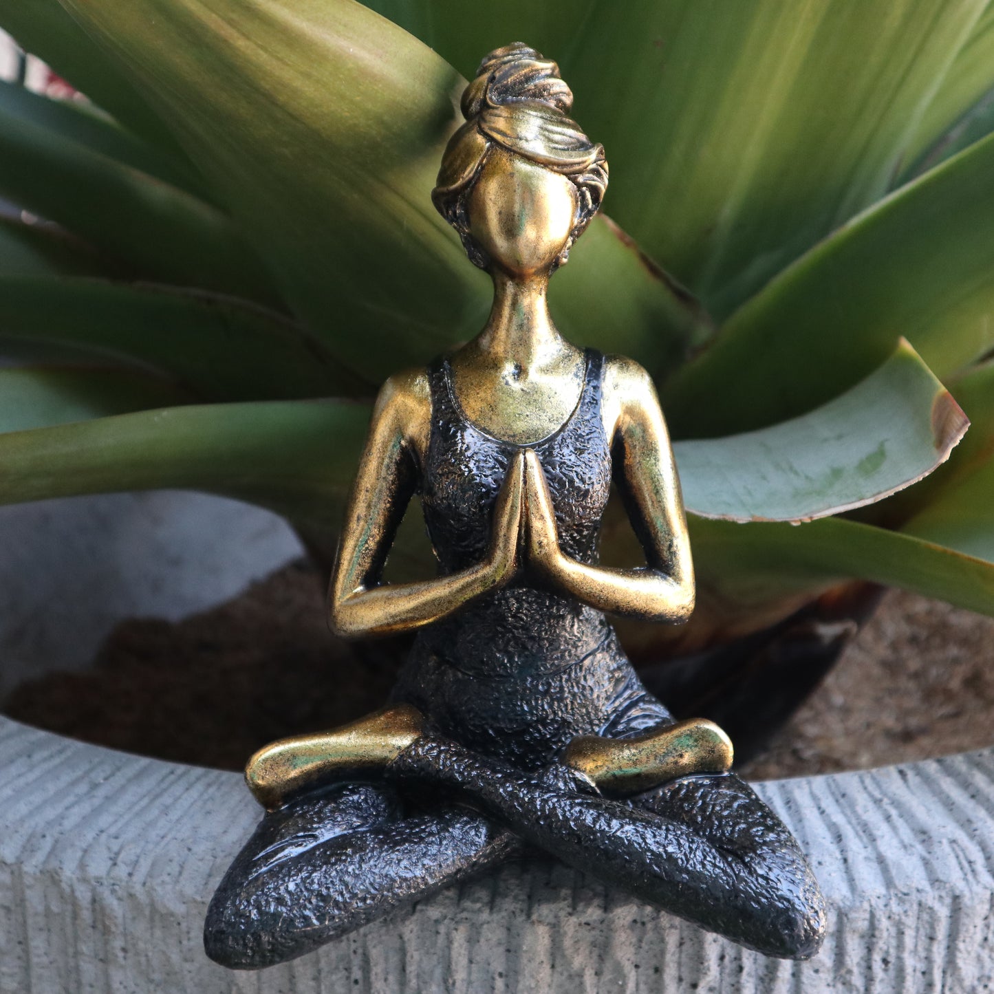 Yoga Pose Lady Figurine - Bronze and Black - 24cm
