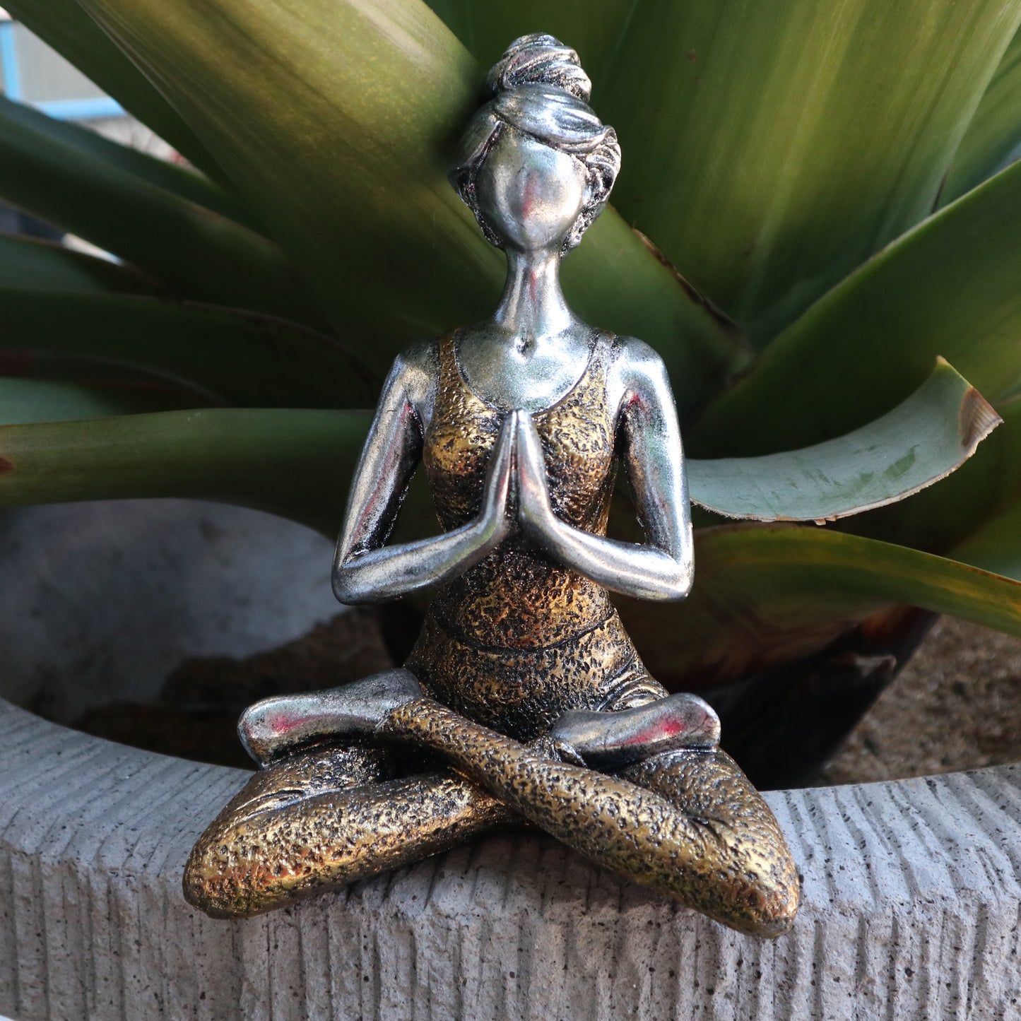 Yoga Pose Lady Figurine - Silver and Gold - 24cm