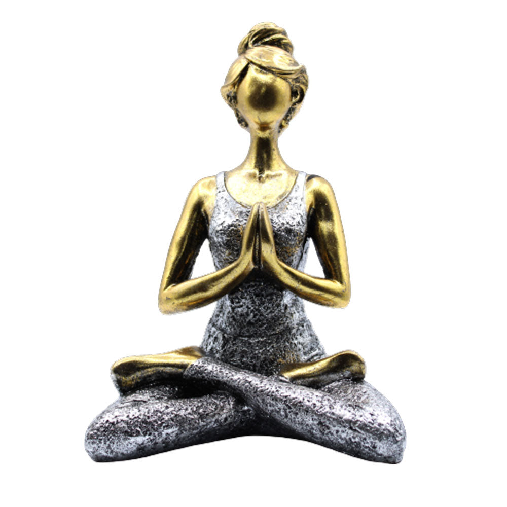 Yoga Pose Lady Figurine - Bronze and Silver - 24cm