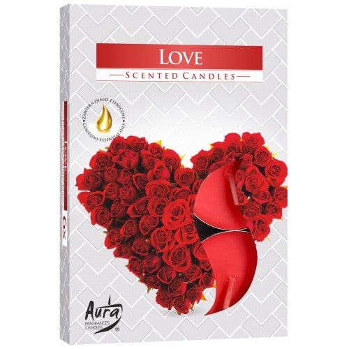 Aura Candles - Scented Tealights - Pack of 6 - Love