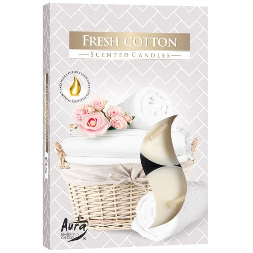 Aura Candles - Scented Tealights - Pack of 6 - Fresh Cotton