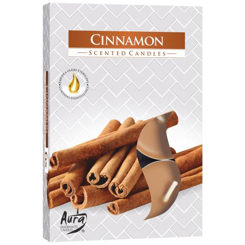 Aura Candles - Scented Tealights - Pack of 6 - Cinnamon