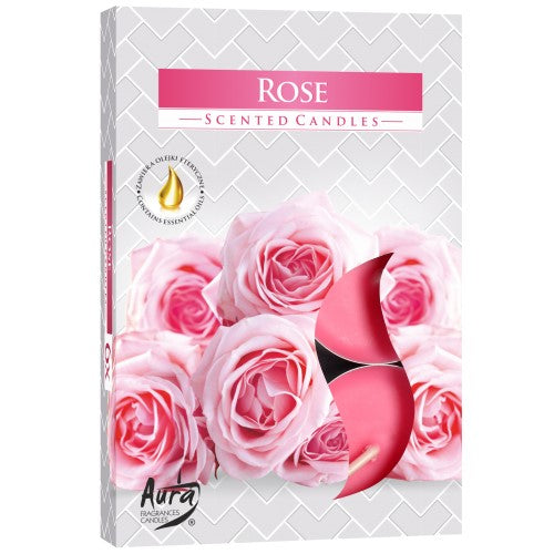 Aura Candles - Scented Tealights - Pack of 6 - Rose