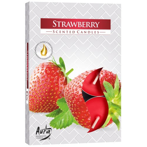 Aura Candles - Scented Tealights - Pack of 6 - Strawberry