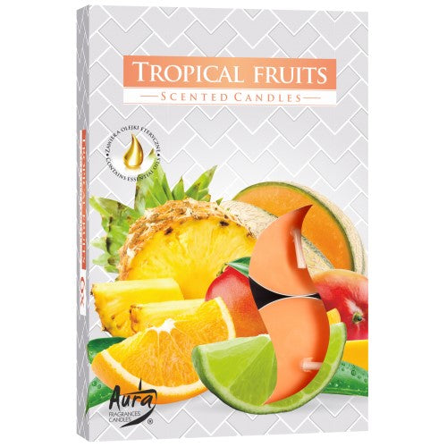 Aura Candles - Scented Tealights - Pack of 6 - Tropical Fruits