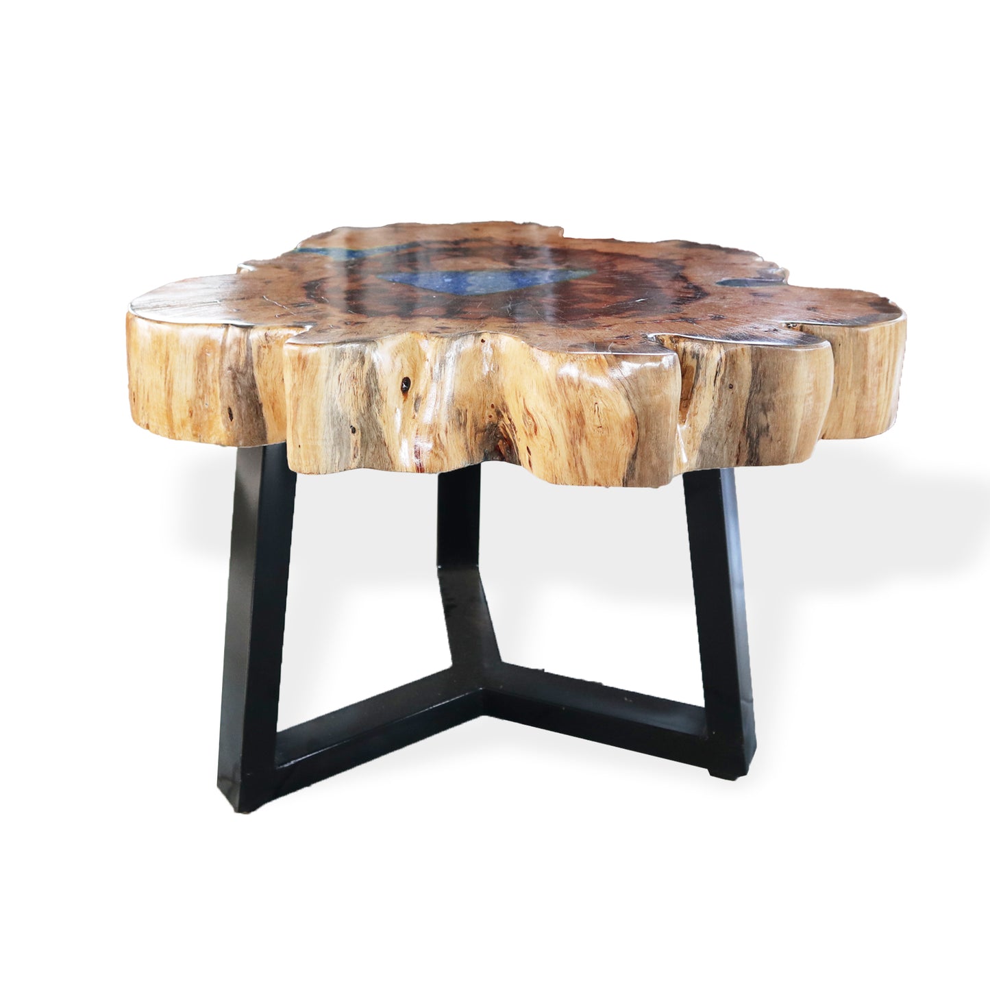 Unique Handmade Tamarind Wood and Aqua Resin Coffee Table - 77cm x 46cm