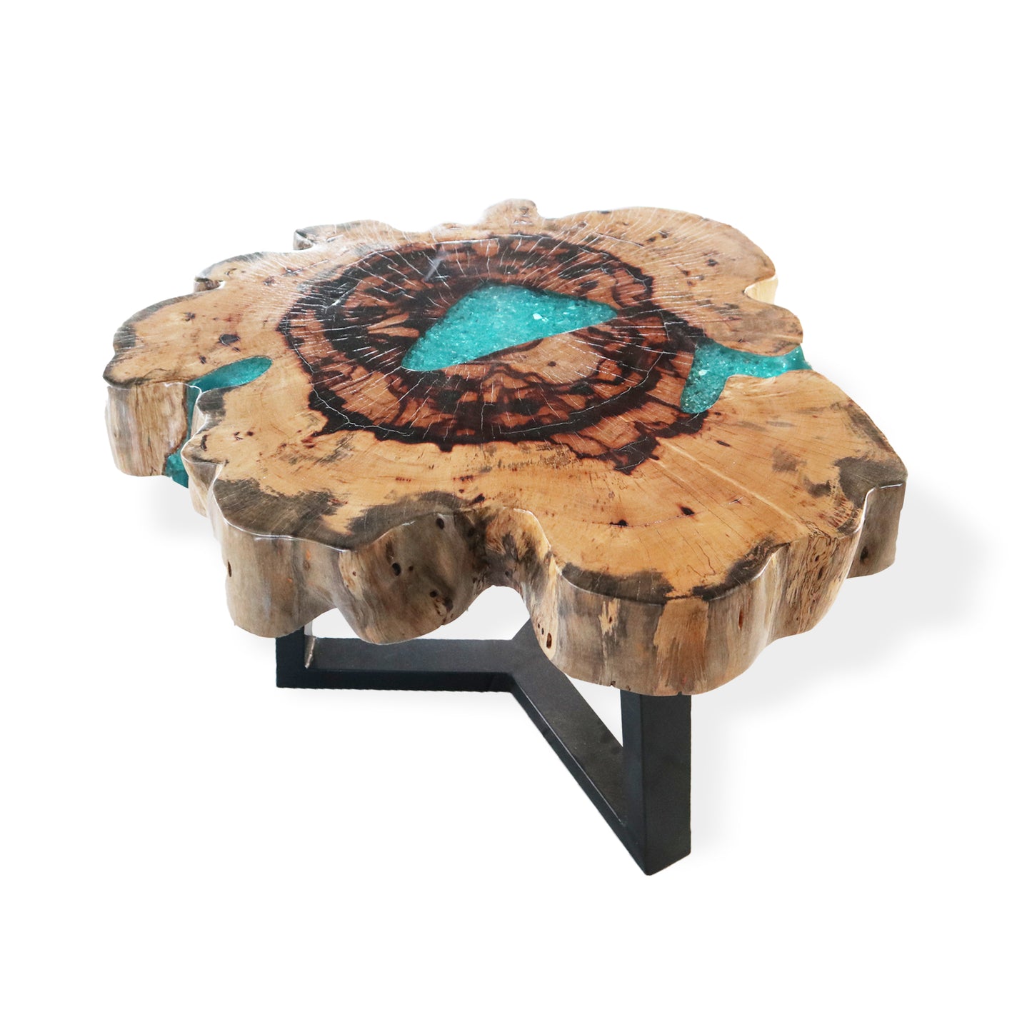 Unique Handmade Tamarind Wood and Aqua Resin Coffee Table - 77cm x 46cm