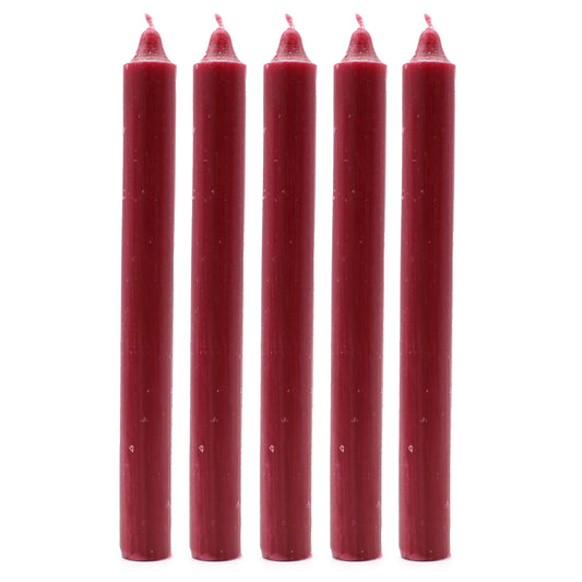 Hand Drawn - Dinner Table Candles - Burgundy - 20cm - Pack of 21