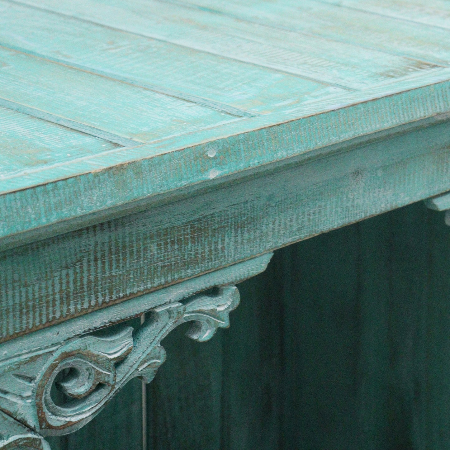 Albasia Wood Storage Shelf with Drawers - Aqua Wash - Height 120cm Width 66.7cm