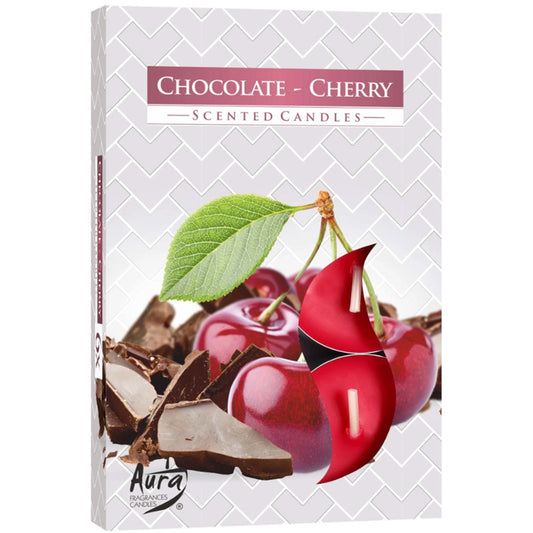 Aura Candles - Scented Tealights - Pack of 6 - Chocolate and Cherry