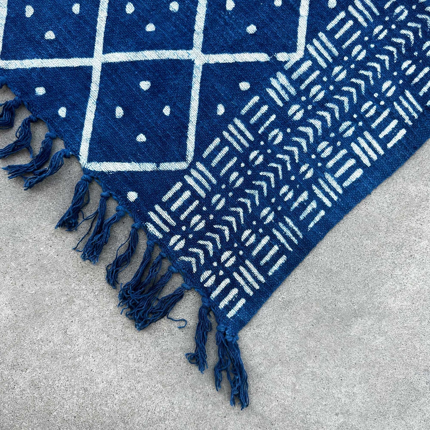 Indigo Cotton Throw - Handmade - 170cm x 120cm - Midnight Heerak Design