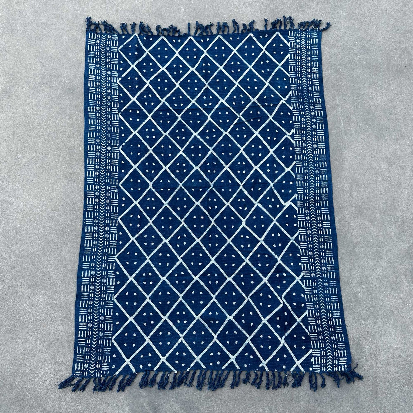Indigo Cotton Throw - Handmade - 170cm x 120cm - Midnight Heerak Design