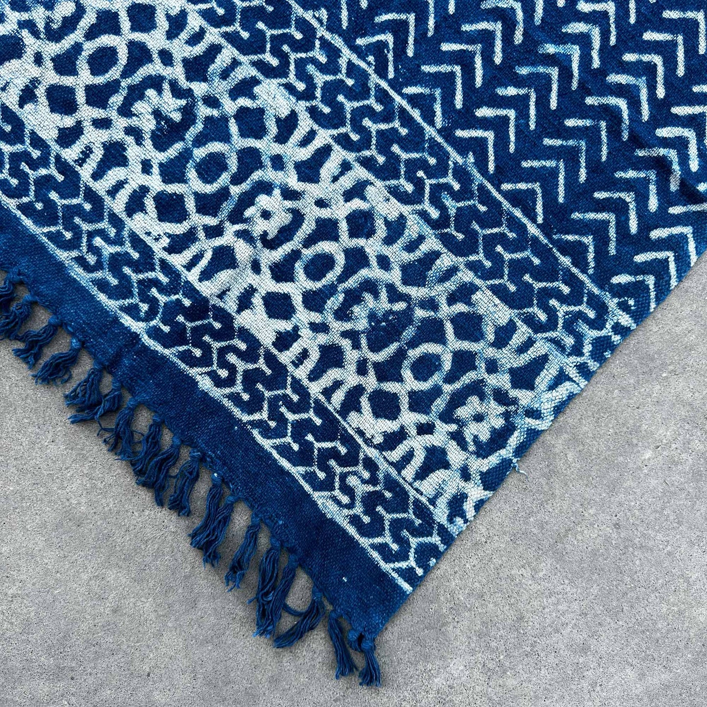 Indigo Cotton Throw - Handmade - 170cm x 120cm - Seedha Arrows Design