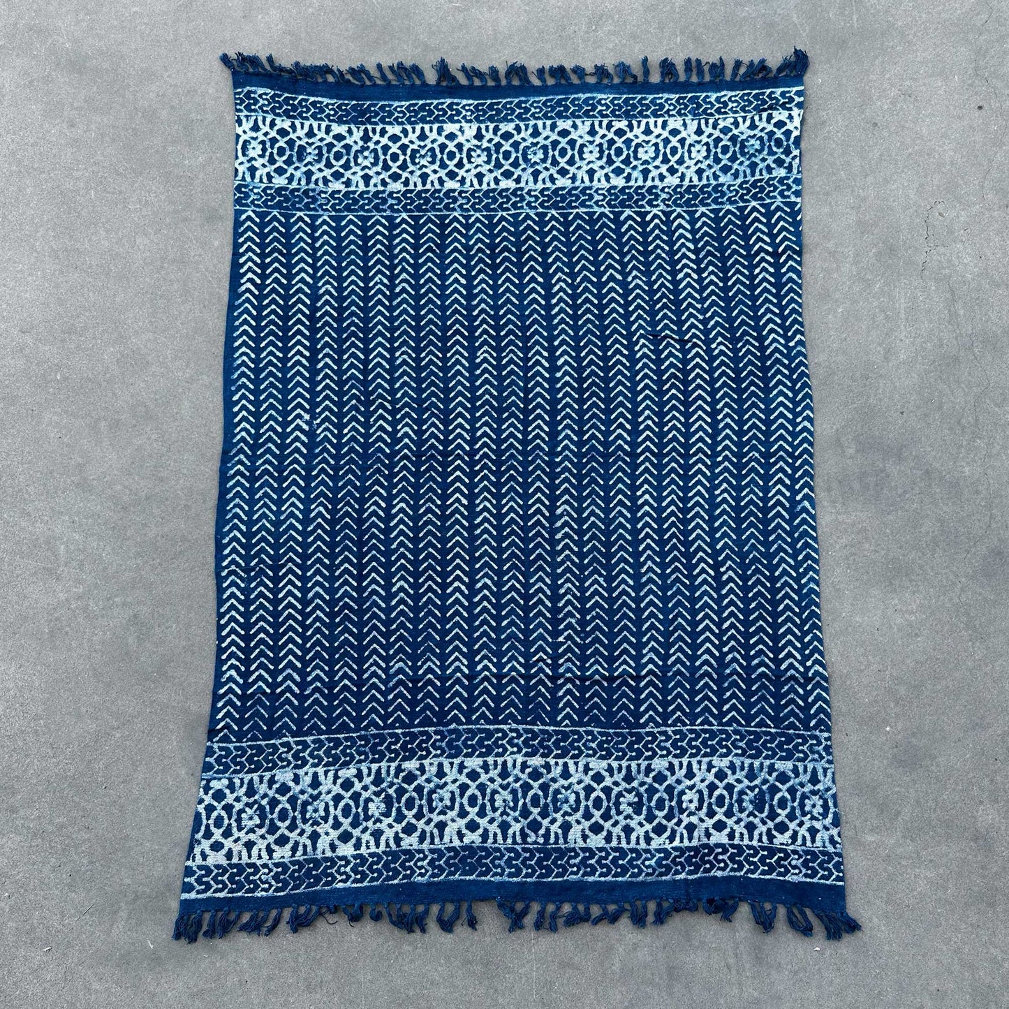 Indigo Cotton Throw - Handmade - 170cm x 120cm - Seedha Arrows Design