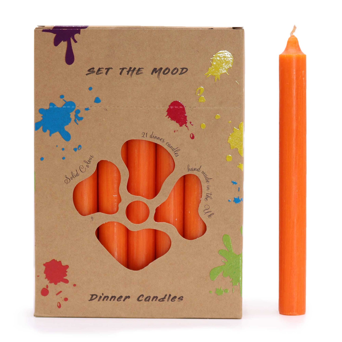 Hand Drawn - Dinner Table Candles - Orange - 20cm - Pack of 21