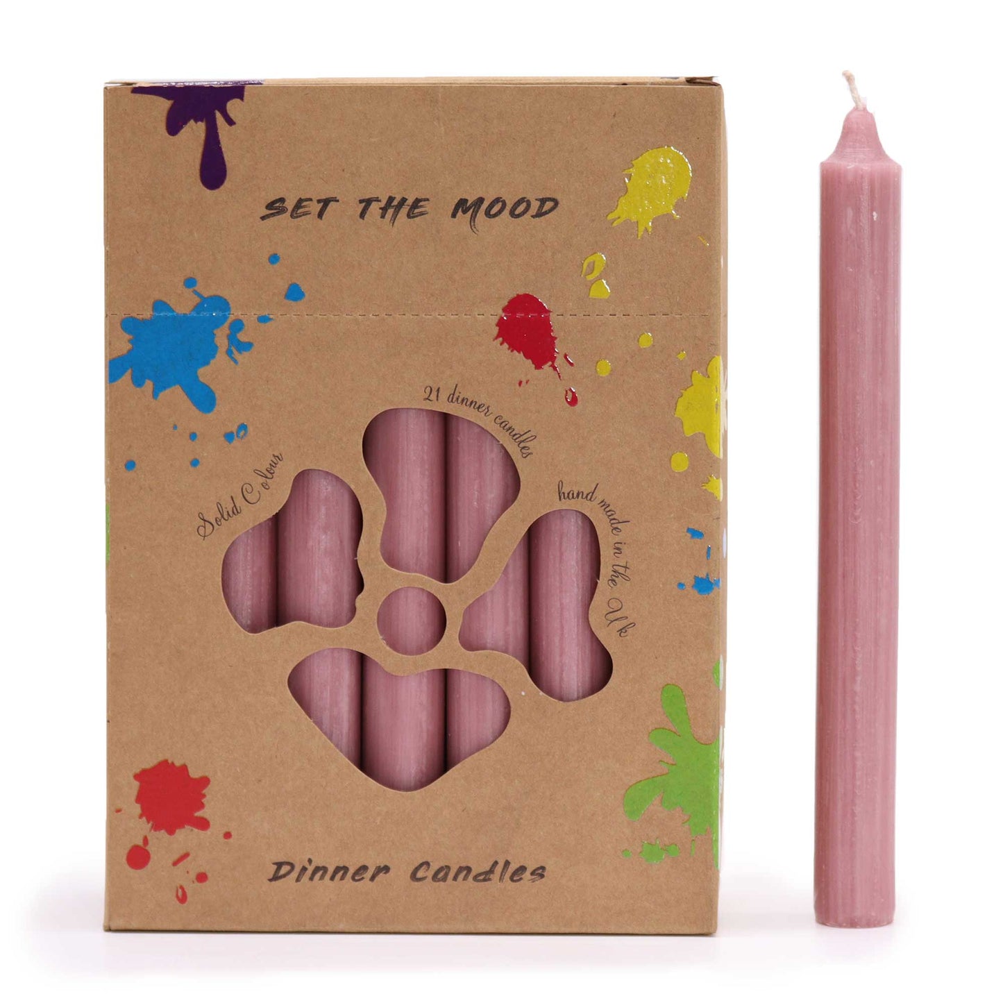 Hand Drawn - Dinner Table Candles - Dusty Pink - 20cm - Pack of 21