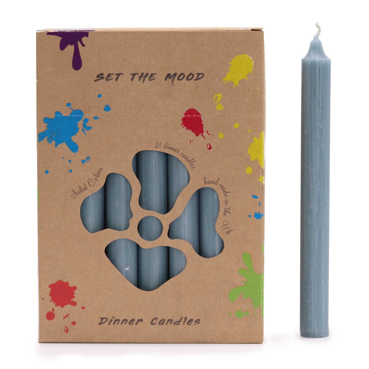 Hand Drawn - Dinner Table Candles - Teal - 20cm - Pack of 21