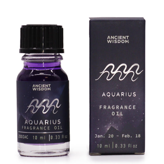 Zodiac Fragrance Oil - Aquarius - 10ml Bottle - Amethyst Crystal and Amber