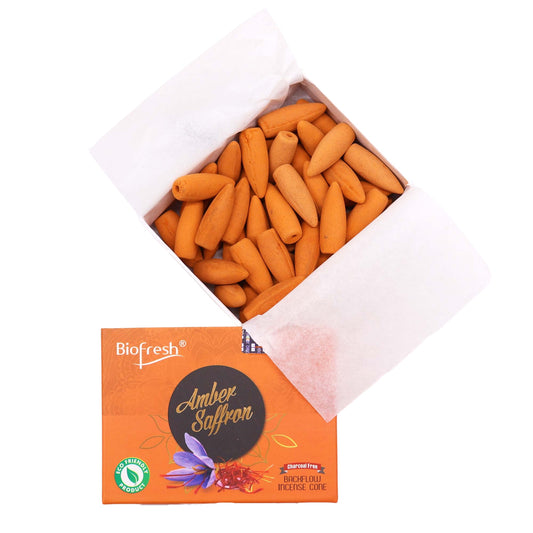 Biofresh - Back Flow Incense Cones - Amber and Saffron - Pack of 40