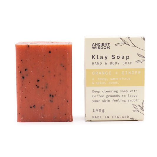 Klay Soap - Orange and Ginger - 140g Yellow Clay Soap Bar - Vegan Friendly