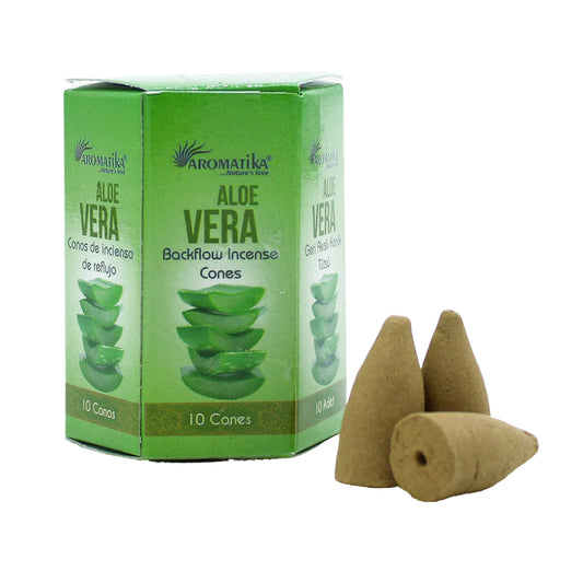 Aromatika - Back Flow Incense Cones - Aloe Vera - Pack of 10
