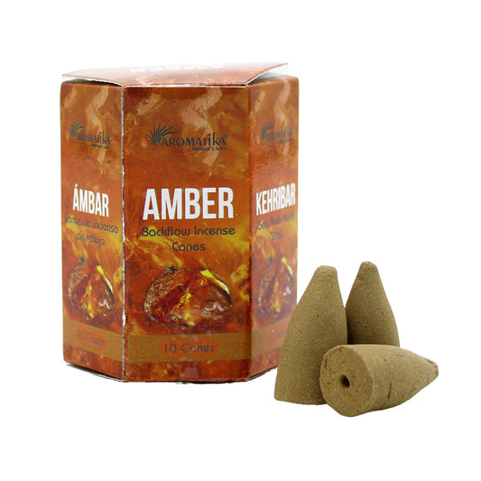 Aromatika - Back Flow Incense Cones - Amber - Pack of 10