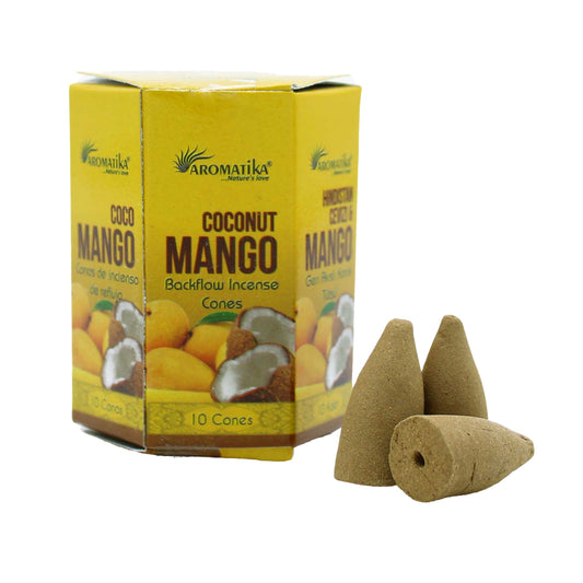Aromatika - Back Flow Incense Cones - Coconut and Mango - Pack of 10
