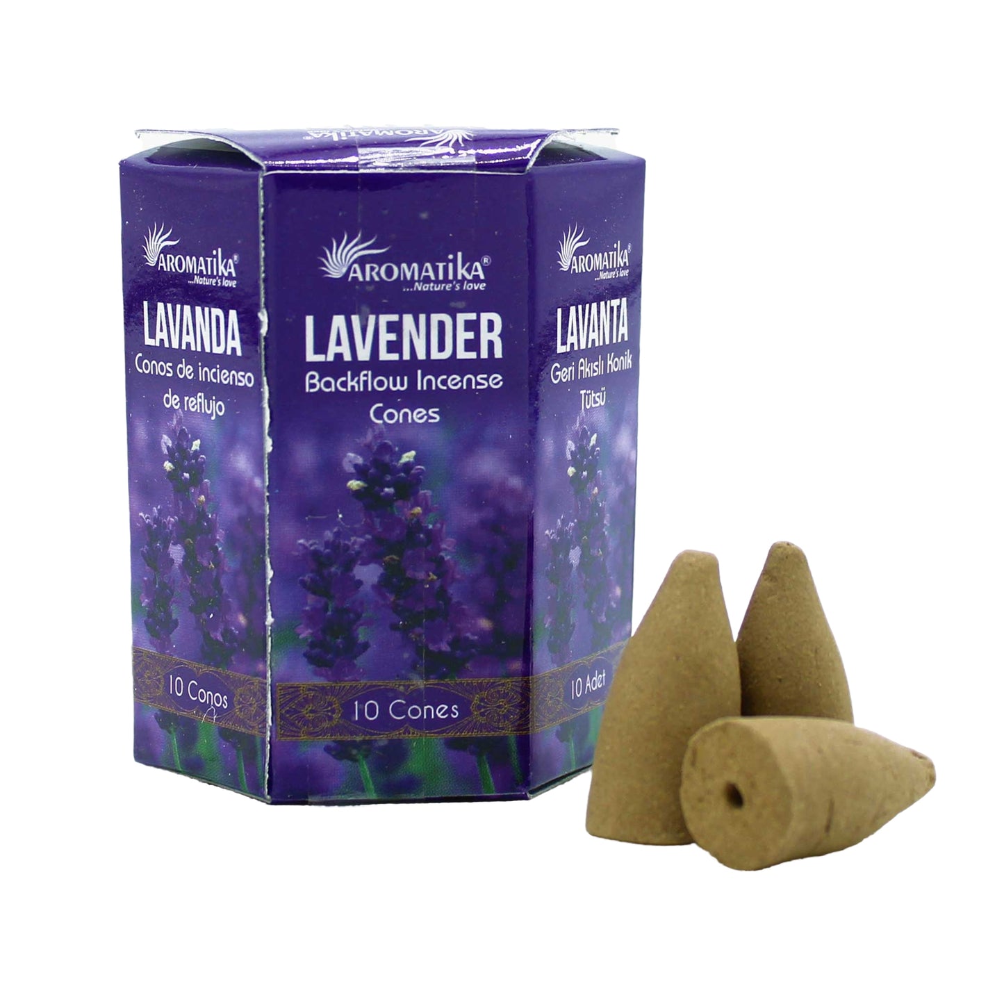 Aromatika - Back Flow Incense Cones - Lavender - Pack of 10