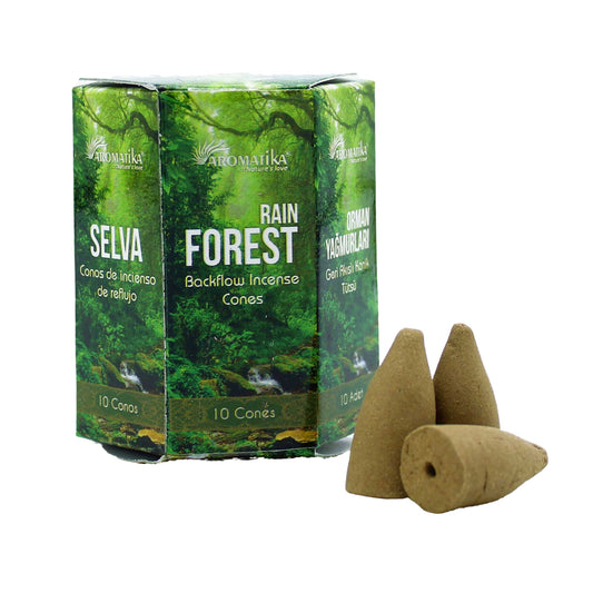 Aromatika - Back Flow Incense Cones - Rain Forest - Pack of 10