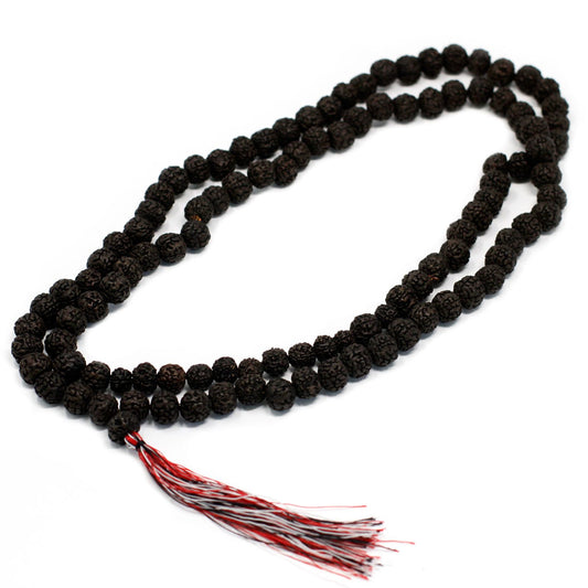 Mala Necklace - 108 Beads - Rudraksha - Dark Brown