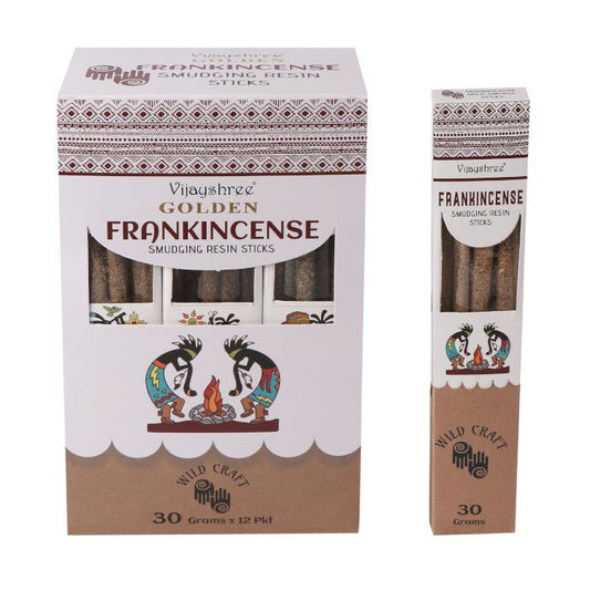 Vijayshree - Golden Frankincense Smudging Resin Sticks - Pack of 6 Sticks