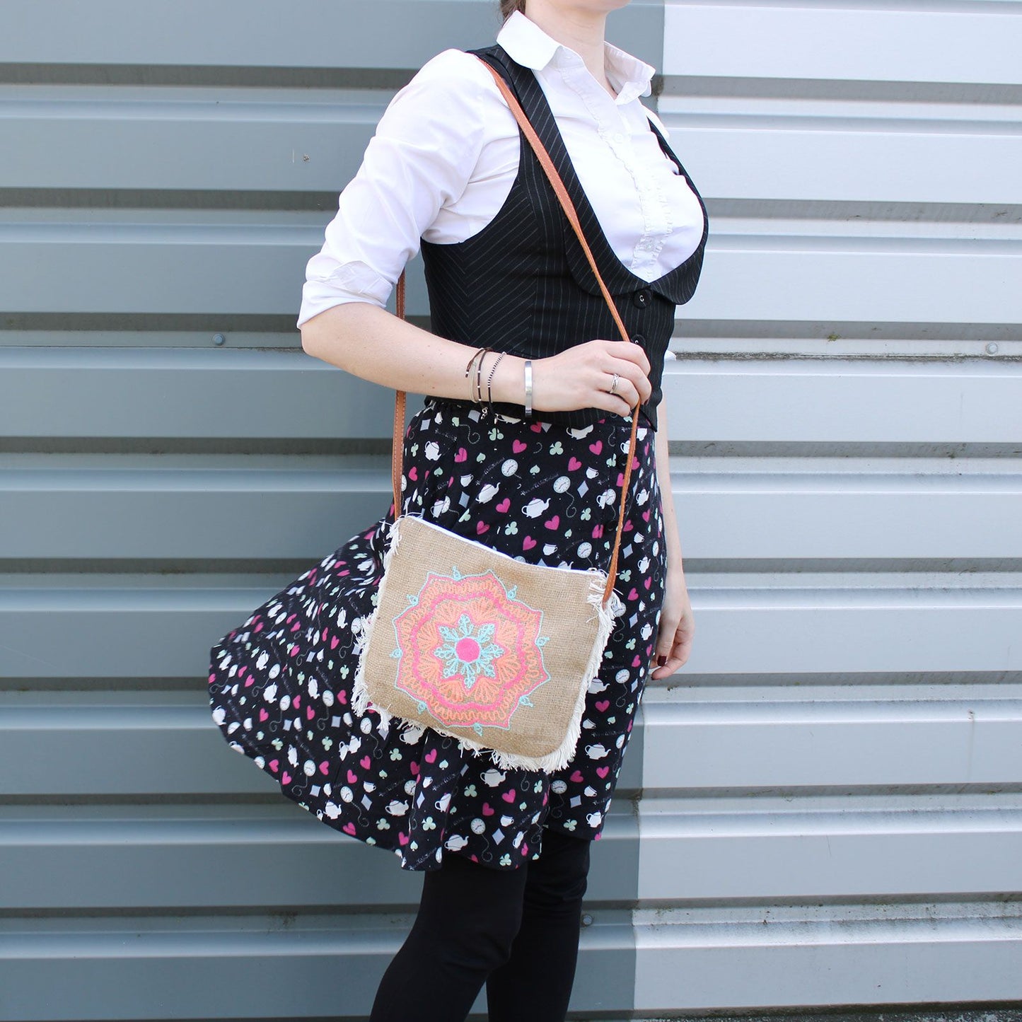 Fab Fringe Shoulder Bag - Mandela Embroidery Design