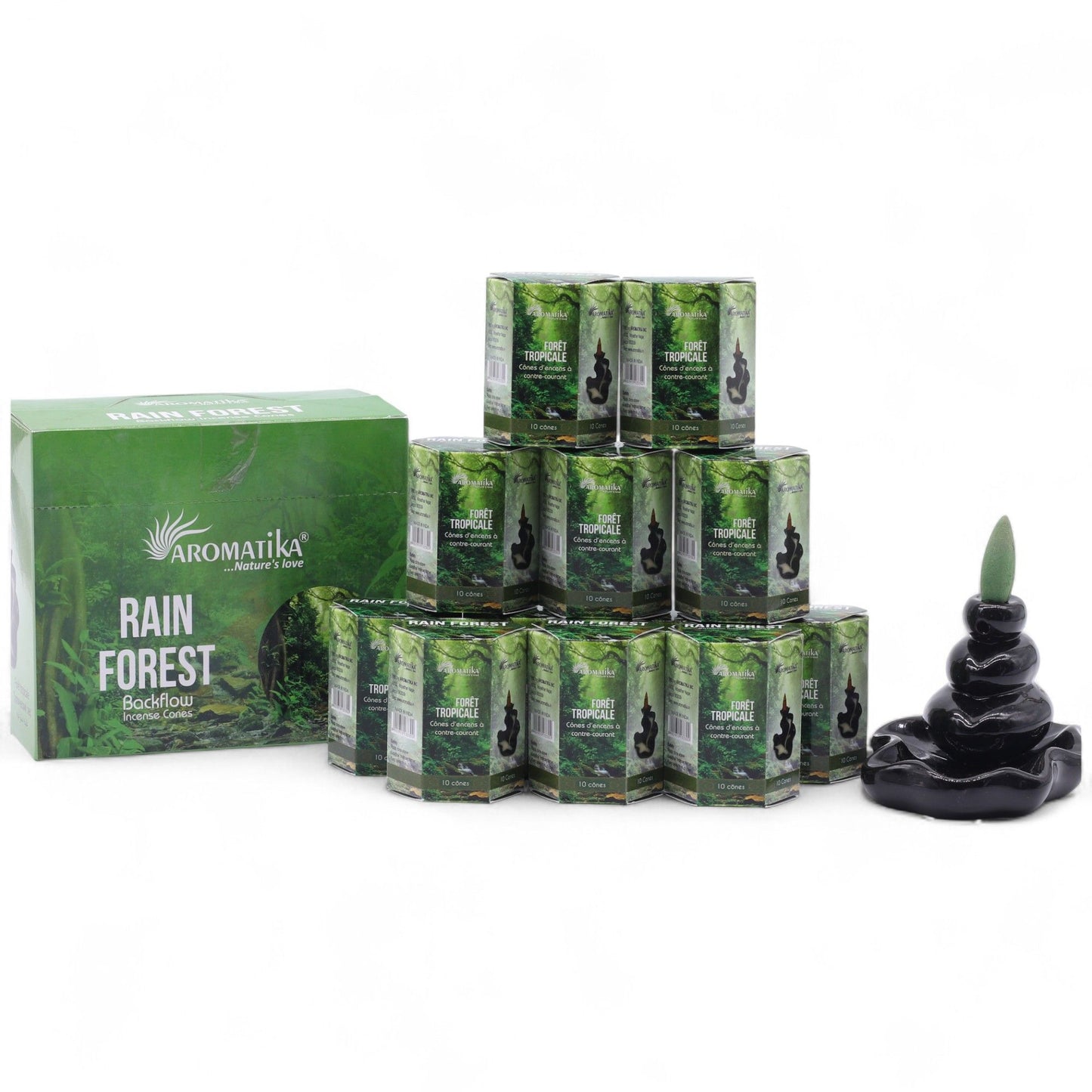 Aromatika - Masala Backflow Incense Cones - Rain Forest - Pack of 10