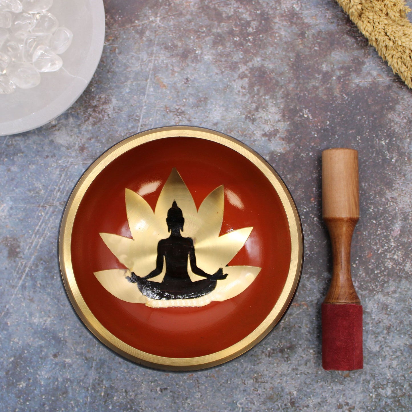 Tibetan Singing Bowl Set - 199hz - 14cm - With Buddha Design