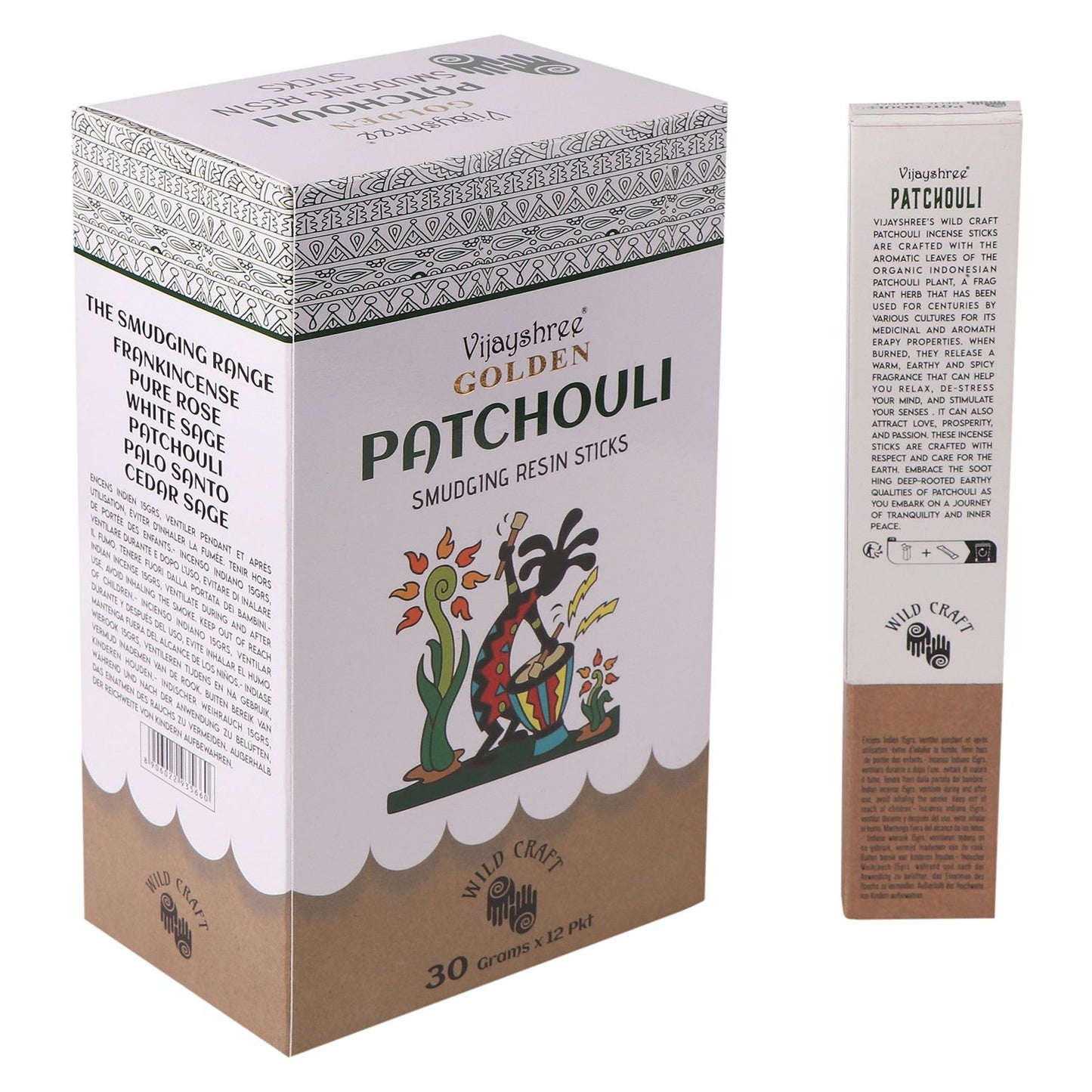 Vijayshree - Golden Patchouli Smudging Resin Sticks - Pack of 6 Sticks