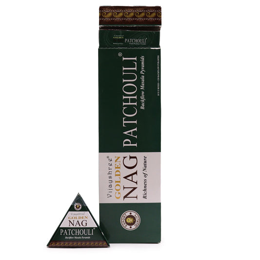 Vijayshree - Jumbo Backflow Incense Cones - Golden Nag Patchouli - Pack of 10