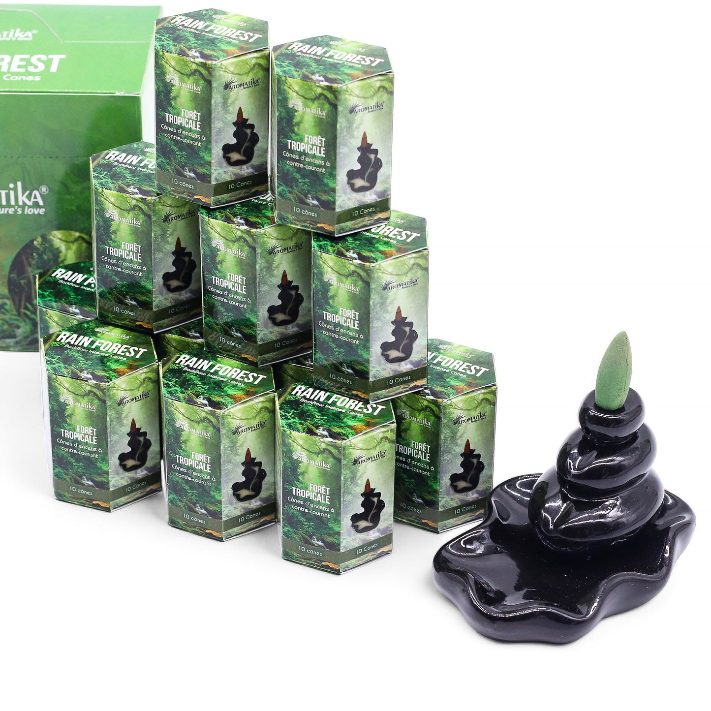 Aromatika - Masala Backflow Incense Cones - Rain Forest - Pack of 10