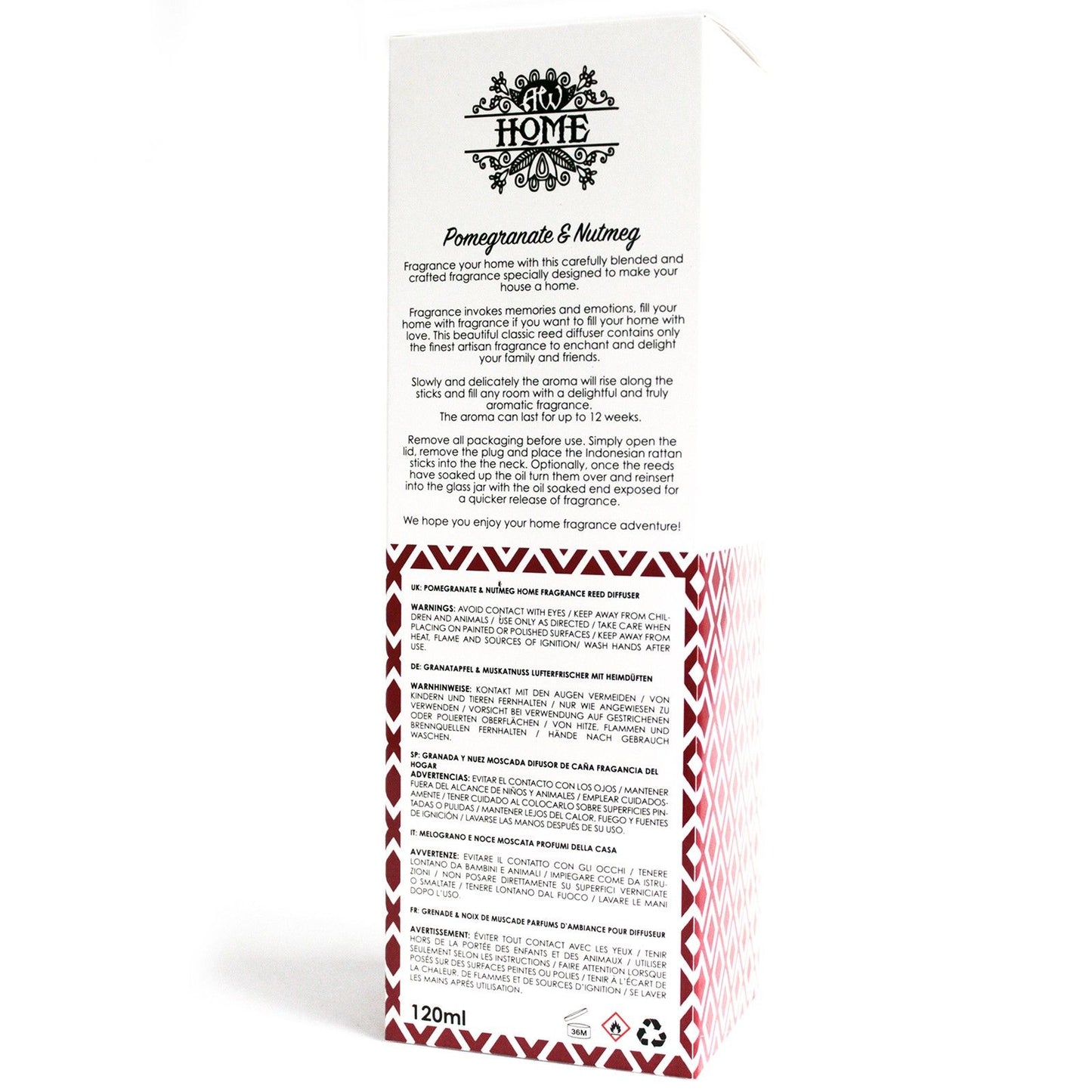 AW Home - Reed Diffuser - 120ml - Pomegranate and Nutmeg