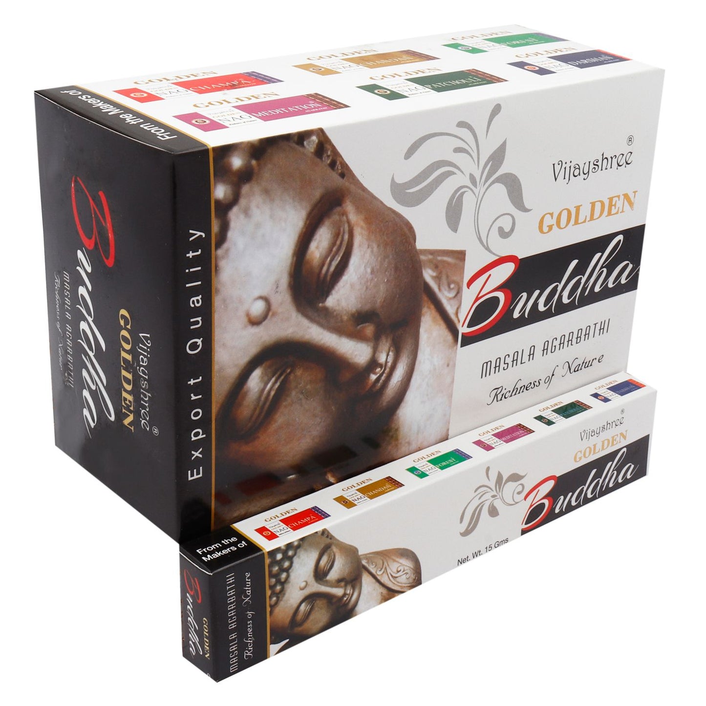 Vijayshree Incense - Golden Nag - Buddha - Pack of 15 Sticks