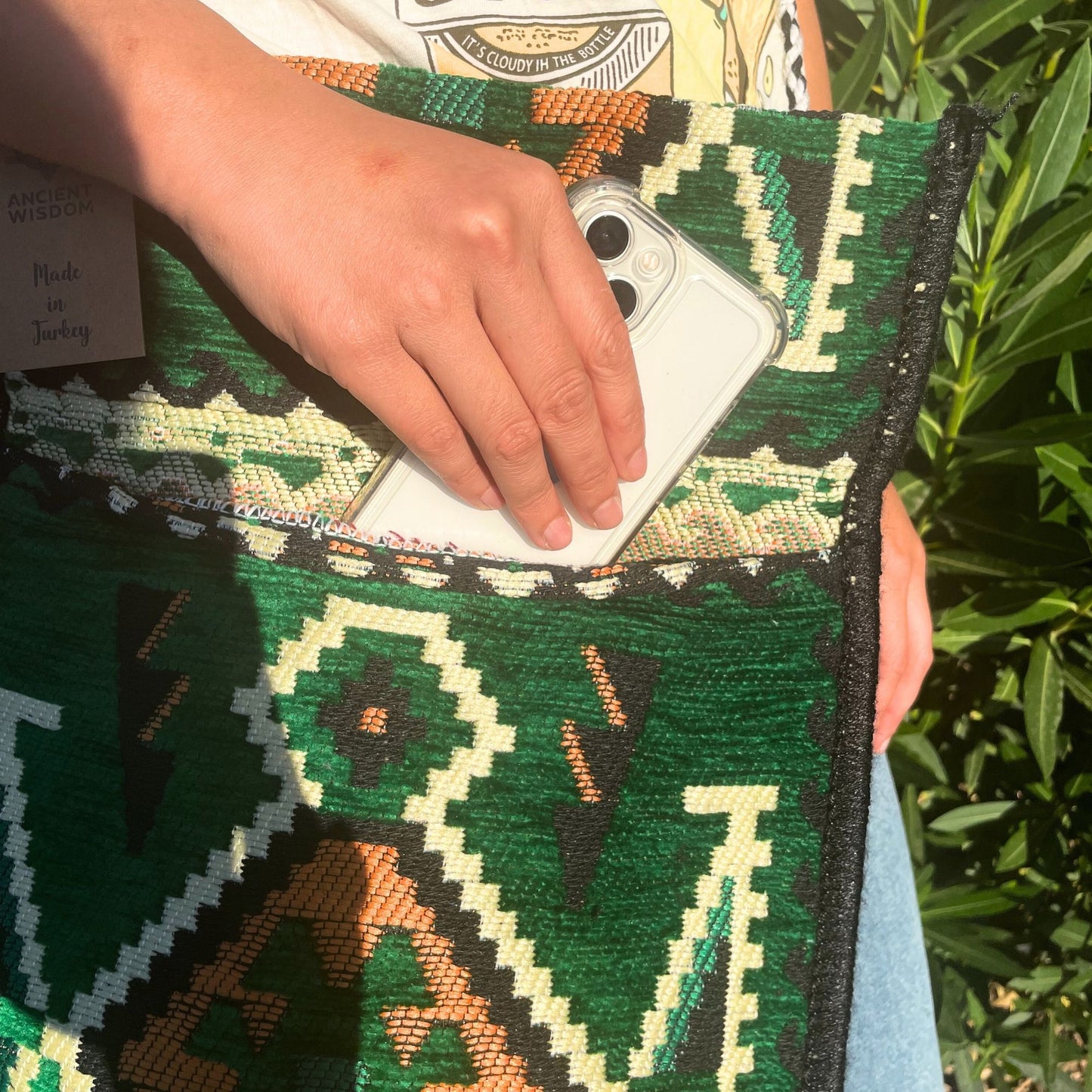 Kilim Messenger Festival Bag - Emerald Green