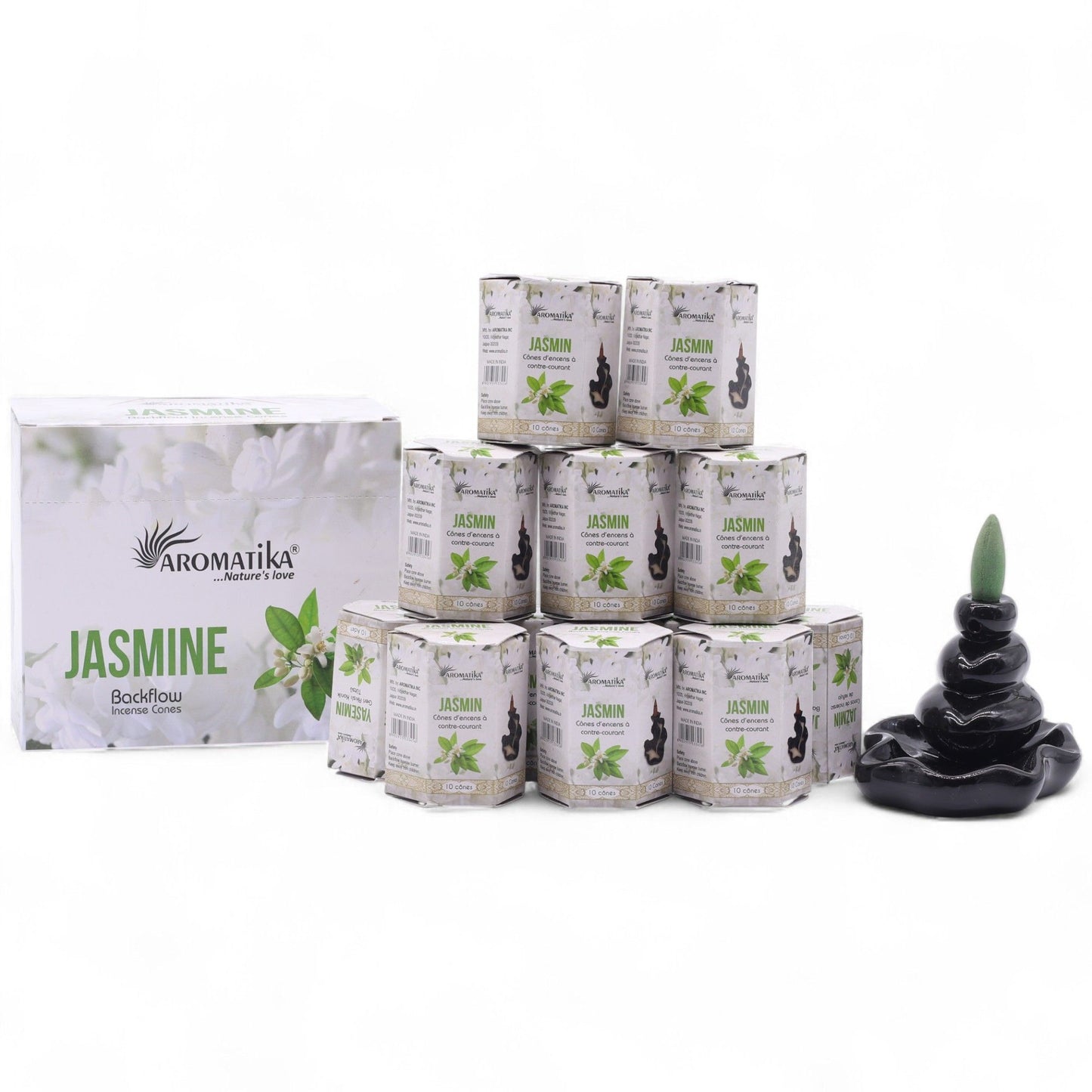 Aromatika - Masala Backflow Incense Cones - Jasmine - Pack of 10