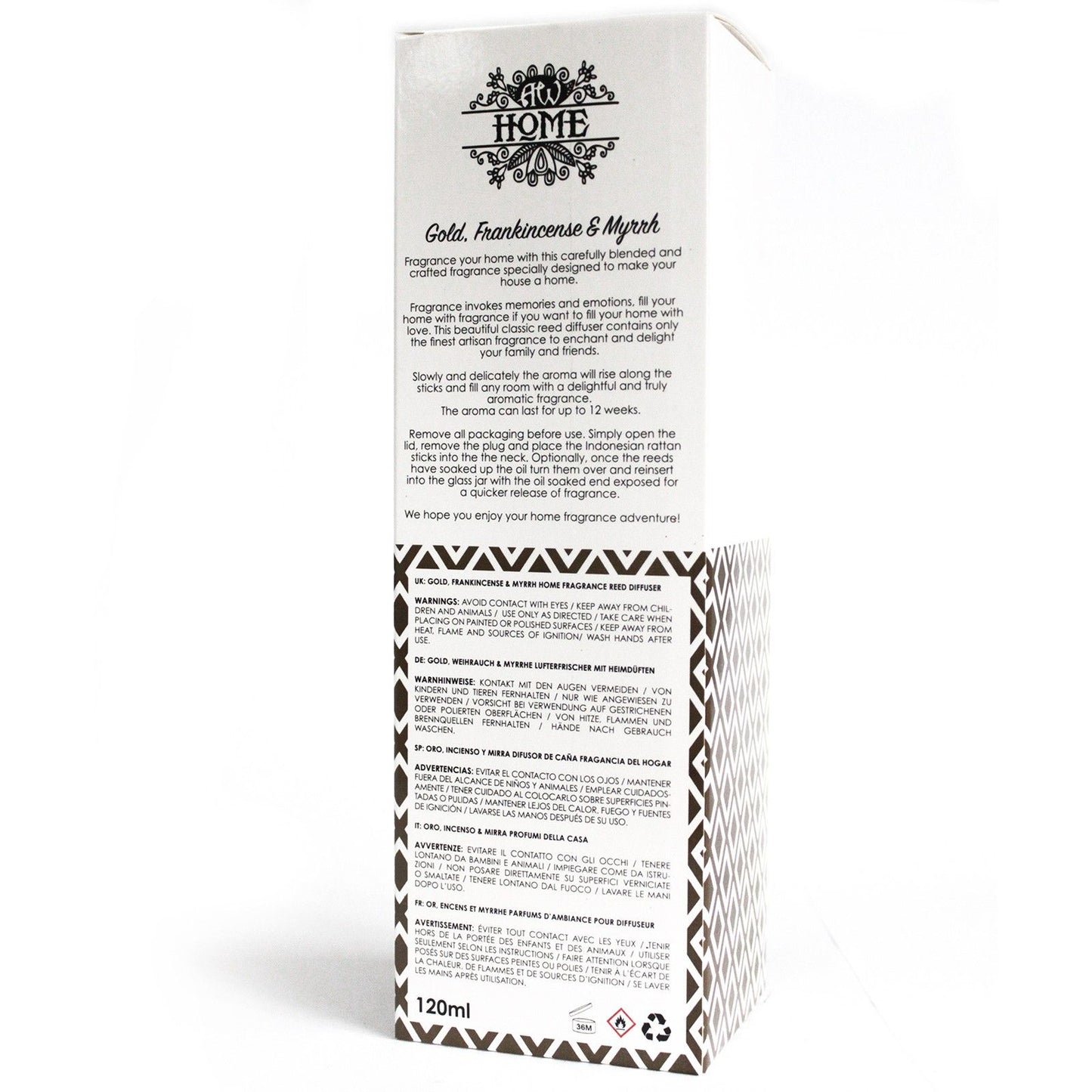 AW Home - Reed Diffuser - 120ml - Gold, Frankincense & Myrrh