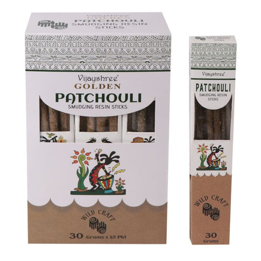 Vijayshree - Golden Patchouli Smudging Resin Sticks - Pack of 6 Sticks