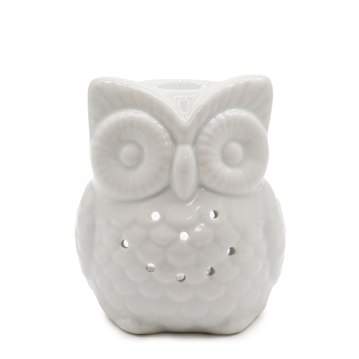 Oil Burner - Ceramic - Tall Owl - Classic White