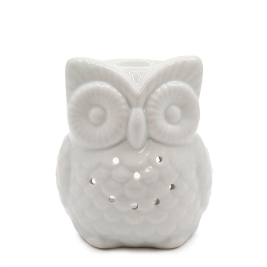 Oil Burner - Ceramic - Tall Owl - Classic White